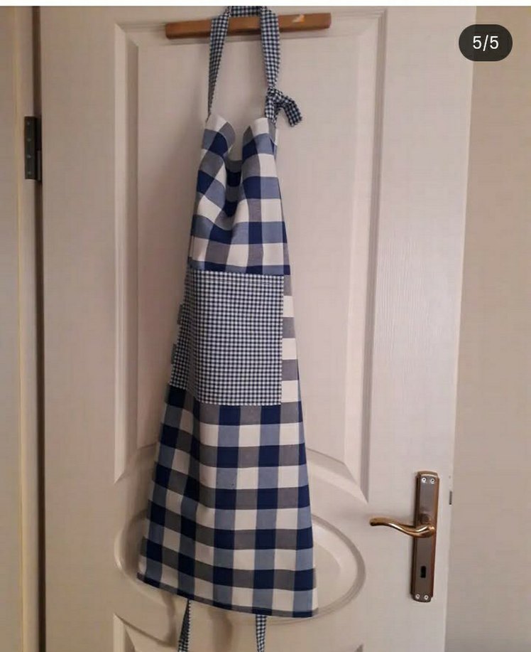 Mavi Ekose Mutfak Önlüğü - Görsel 5