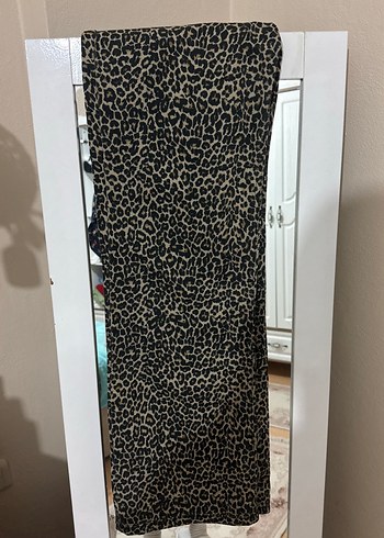 Kadın Leopar Desenli Suni Kumaş Pantolon - Görsel 2