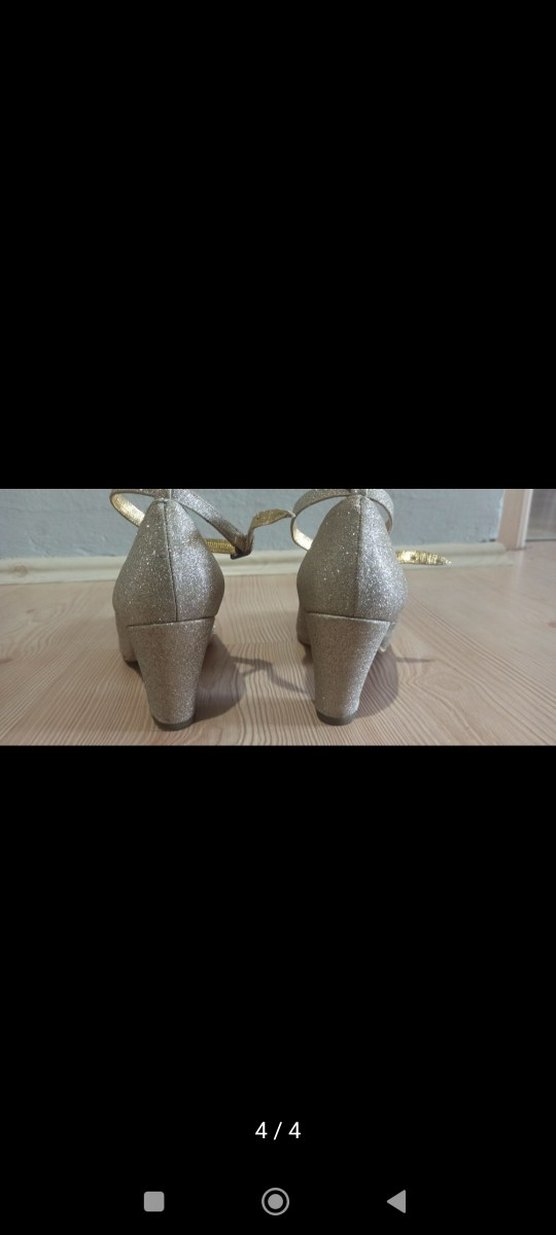 Gri Simli Stiletto Topuklu Kadın Abiye Ayakkabı - Görsel 4