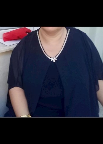 Lacivert V Yaka Midi Kadın Elbise - Görsel 2