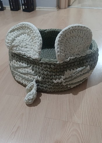 Gri Örgü Sepet / kedi yatağı - Görsel 5