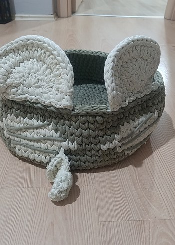 Gri Örgü Sepet / kedi yatağı - Görsel 6