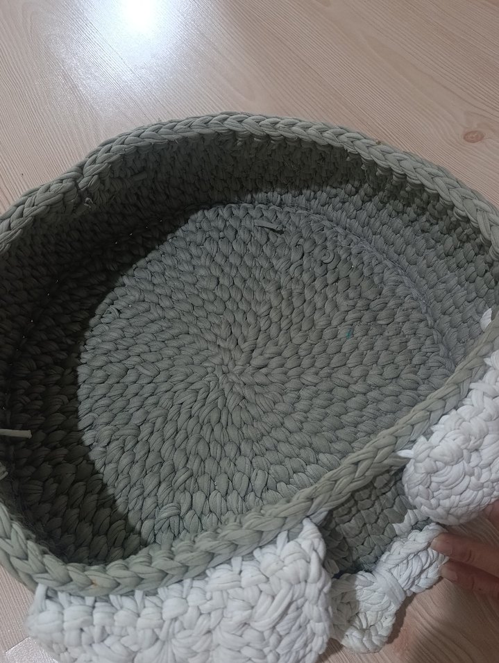 Gri Örgü Sepet / kedi yatağı - Görsel 2