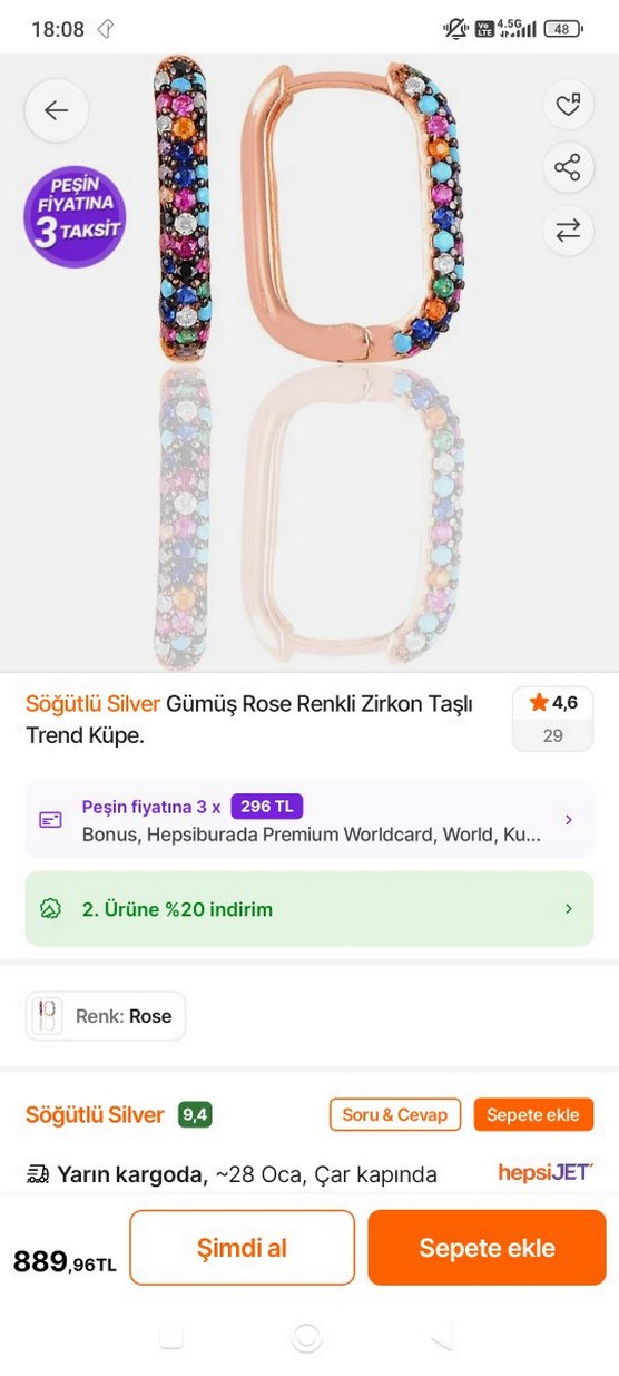 Söğütlü silver 925 ayar gümüş küpe - Görsel 3