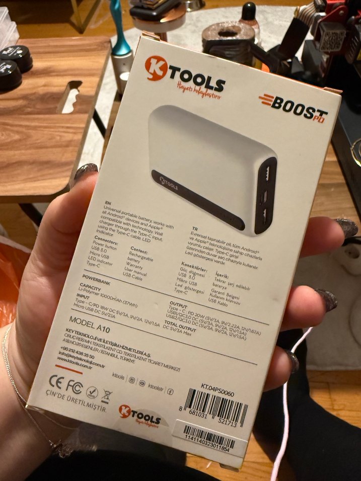K Tools 10000mAh 3 Port Hızlı Şarj Powerbank - Görsel 2