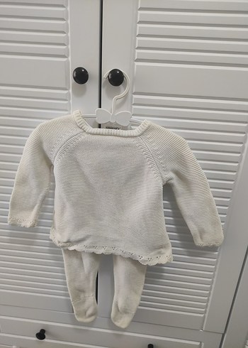 Bebek Kız Beyaz Örgü Takım Uzun Kollu - Görsel 2