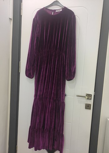 kadife uzun elbise - Görsel 3