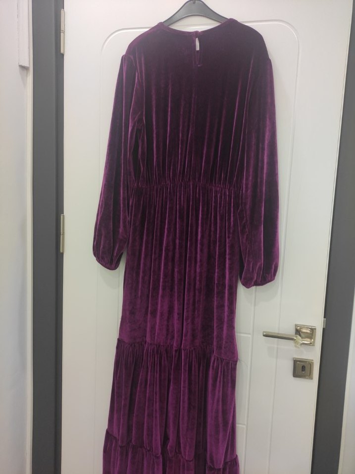 kadife uzun elbise - Görsel 2