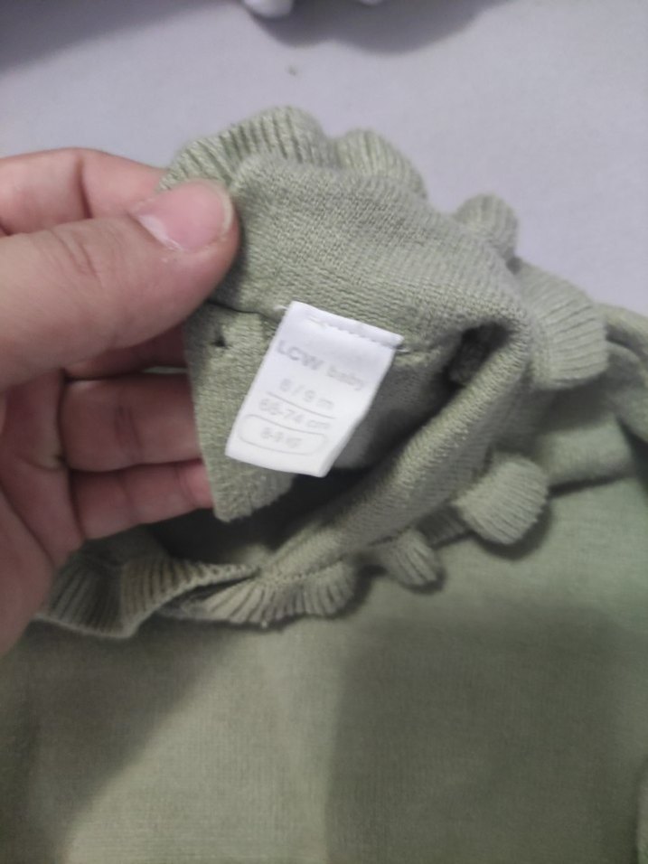 Gri Örgü Bebek Kız Takımı Uzun Kollu - Görsel 4