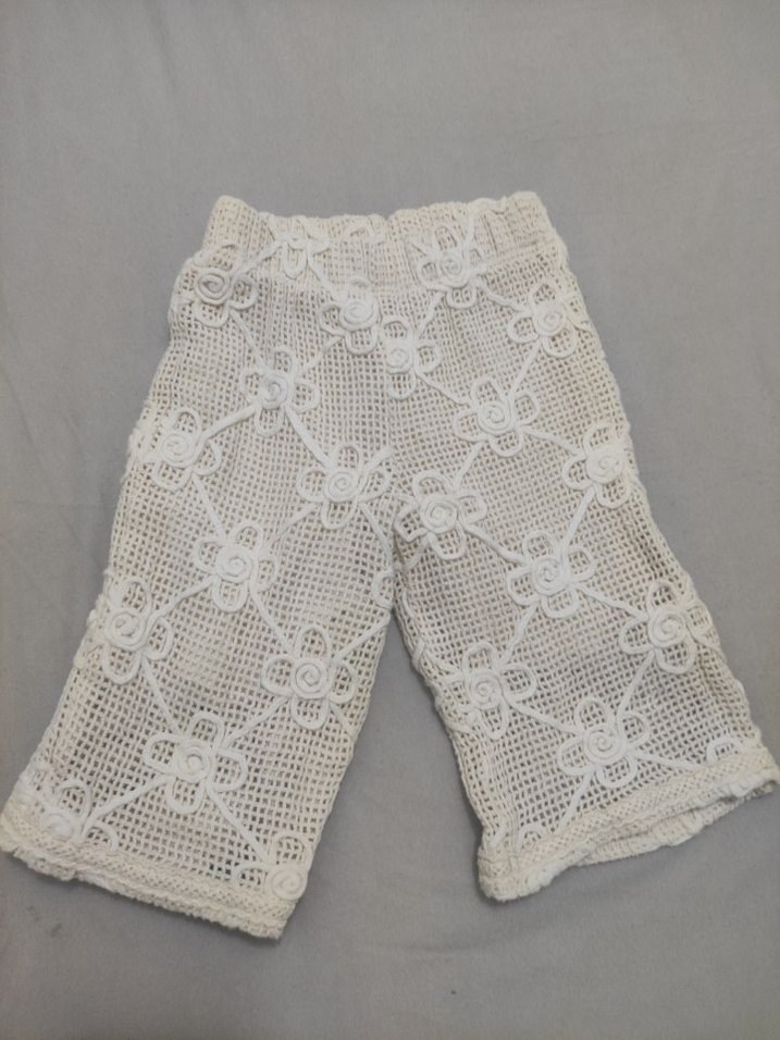 Kız Çocuk Beyaz Dantel İşlemeli Bohem Pantolon - Görsel 2