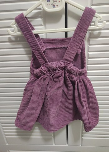 Kız Çocuk Mor Askılı Düğmeli Elbise - Görsel 2