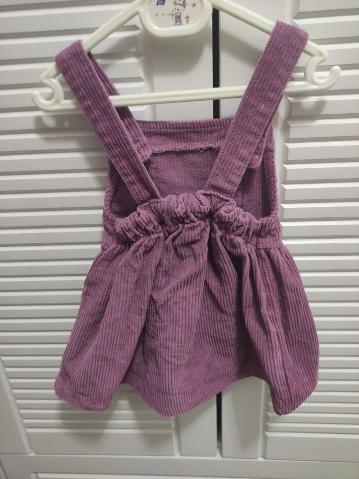 Kız Çocuk Mor Askılı Düğmeli Elbise - Görsel 2