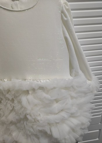 Beyaz Kız Çocuk Fırfırlı Elbise - Görsel 2