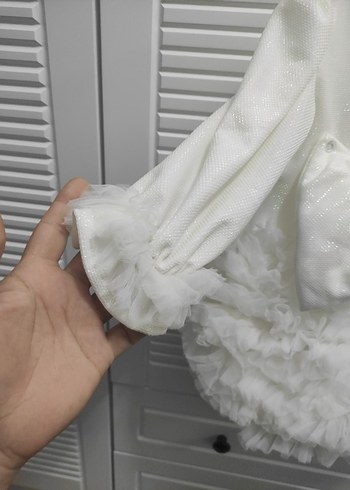 Beyaz Kız Çocuk Fırfırlı Elbise - Görsel 5