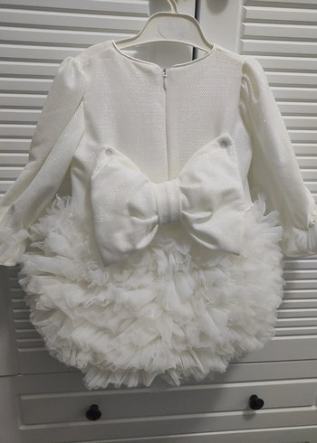 Beyaz Kız Çocuk Fırfırlı Elbise - Görsel 4