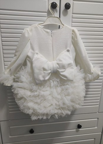 Beyaz Kız Çocuk Fırfırlı Elbise - Görsel 3