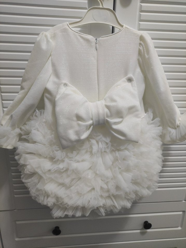 Beyaz Kız Çocuk Fırfırlı Elbise - Görsel 4