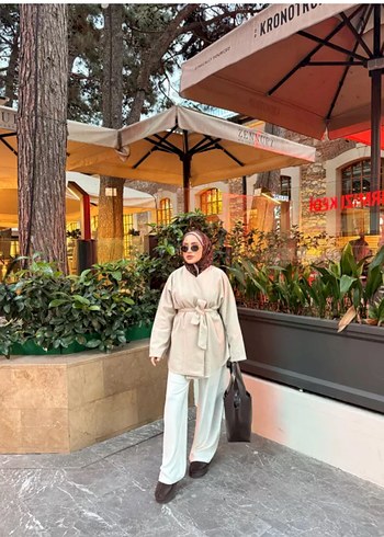 Salaş Kesim Midi Boy Kadın Camel Kaban - Görsel 2