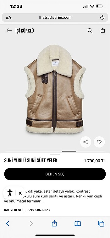 l Beden kahverengi Renk Kürklü yelek