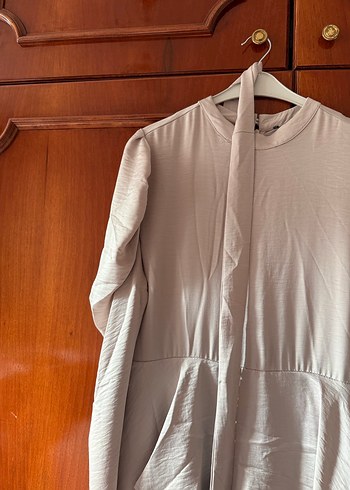 Bej Uzun Kollu Salaş Elbise - Görsel 6