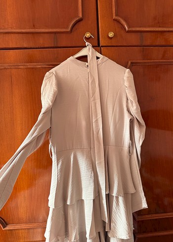 Bej Uzun Kollu Salaş Elbise - Görsel 8