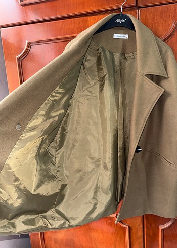 Haki yeşil kısa kaşe kaban - Görsel 4