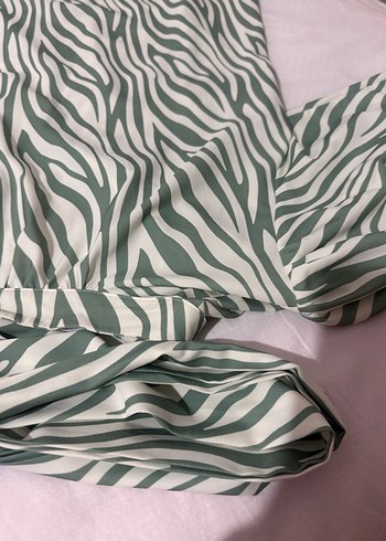 Yeşil Zebra Desenli Uzun Kollu Bohem Tunik - Görsel 4