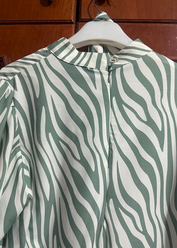 Yeşil Zebra Desenli Uzun Kollu Bohem Tunik - Görsel 5