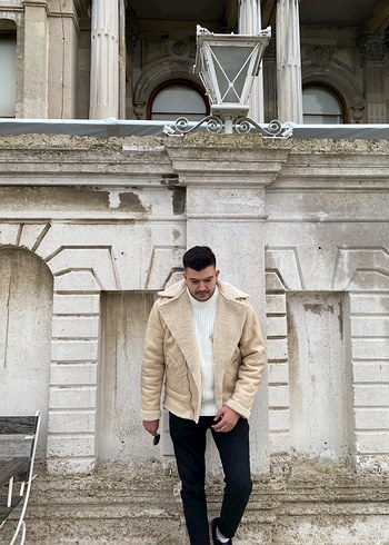 Kürklü Bej Erkek Ceket - Görsel 2