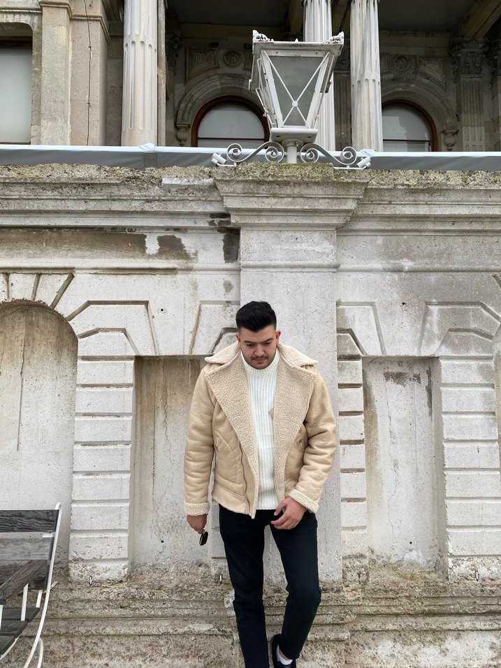 Kürklü Bej Erkek Ceket - Görsel 2