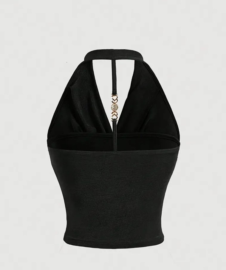 Zincir Detaylı Siyah Gotik Body Sırt Dekolteli - Görsel 2