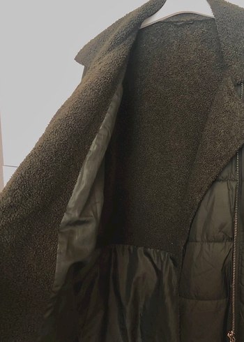 Gri Detaylı Yeşil Kadın Kışlık Mont - Görsel 4