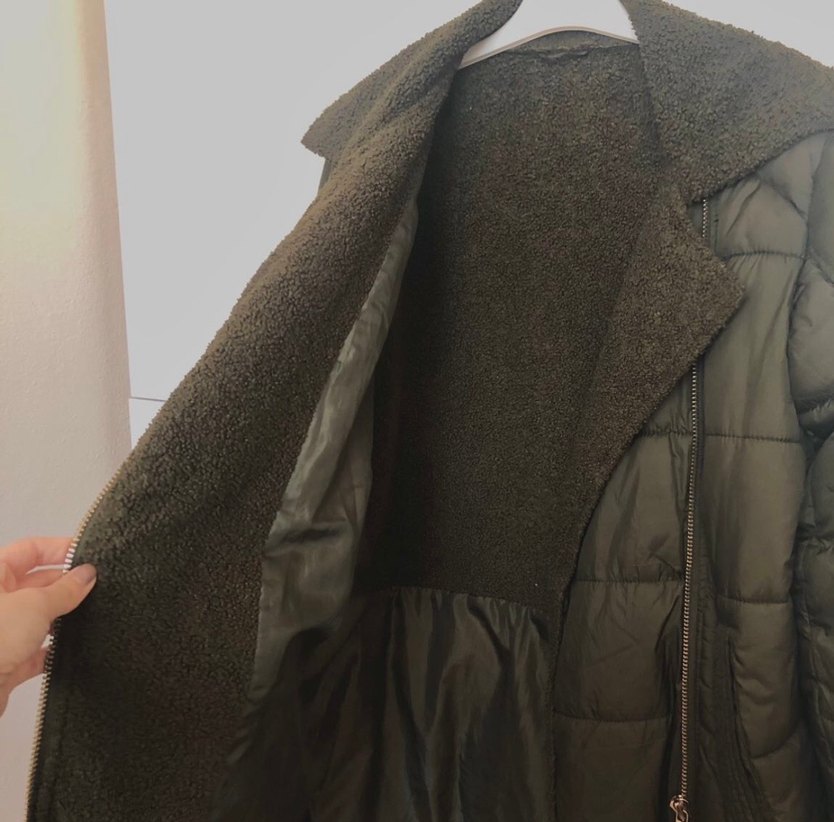Gri Detaylı Yeşil Kadın Kışlık Mont - Görsel 4