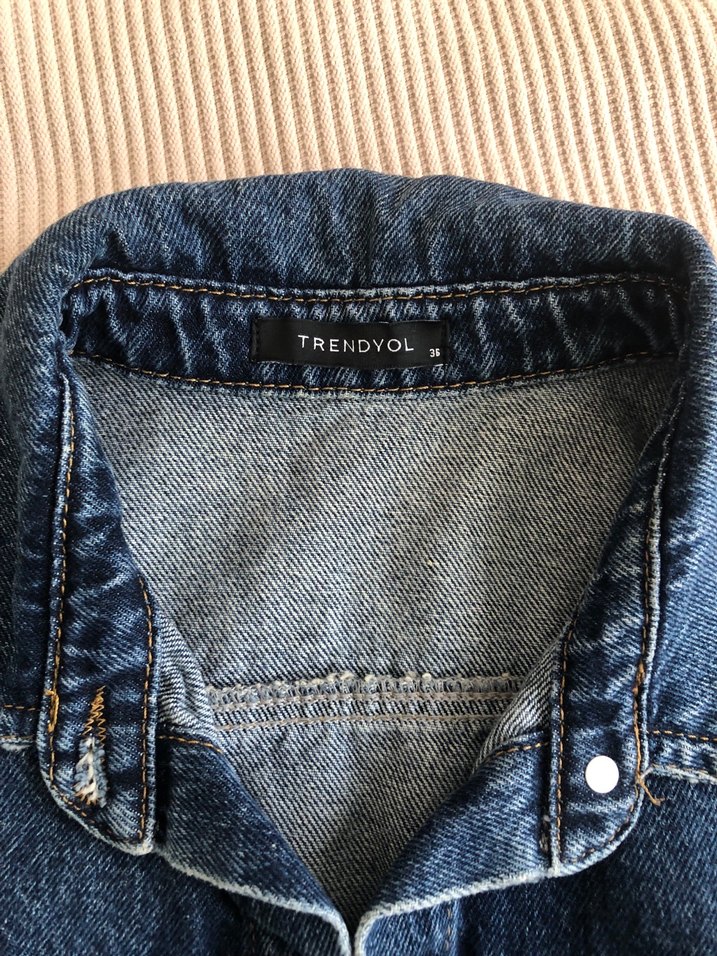 Kadın Lacivert Denim Kısa Kollu Tulum - Görsel 5