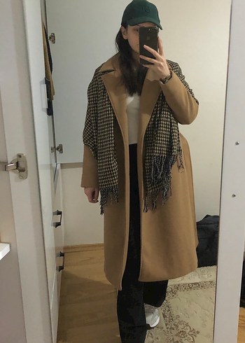 Bej Kadın Kemerli Midi Yün Kaban - Görsel 2