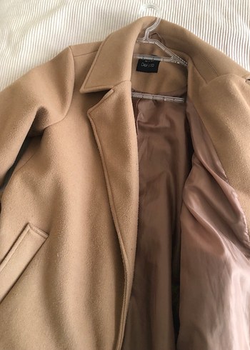 Bej Kadın Kemerli Midi Yün Kaban - Görsel 3