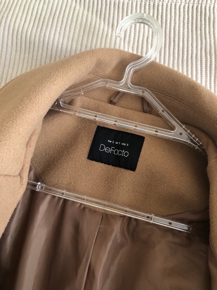 Bej Kadın Kemerli Midi Yün Kaban - Görsel 4