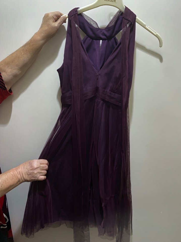 Mor Drapeli Midi Abiye Elbise - Görsel 2