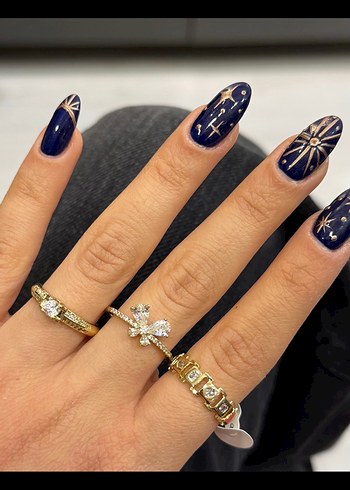 Kadın Altın Renkli Payetli Bohem Yüzük - Görsel 2