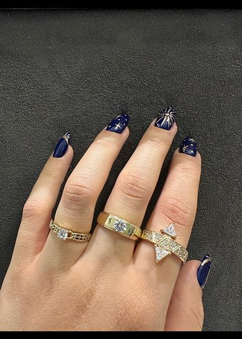 Kadın Altın Renkli Payetli Bohem Yüzük - Görsel 5