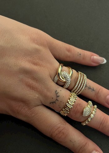 Kadın Altın Renkli Payetli Bohem Yüzük - Görsel 3
