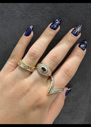 Kadın Altın Renkli Payetli Bohem Yüzük - Görsel 10