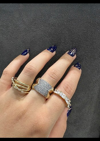 Kadın Altın Renkli Payetli Bohem Yüzük - Görsel 11