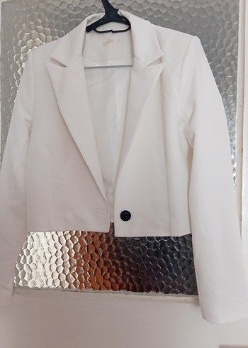 m Beden beyaz Renk Düğmeli kırık beyaz Mini Kadın Blazer Ceket