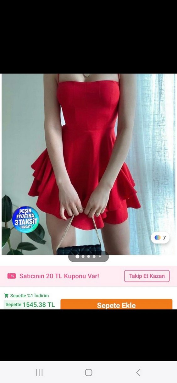 Kırmızı Straplez Mini Elbise - Görsel 3