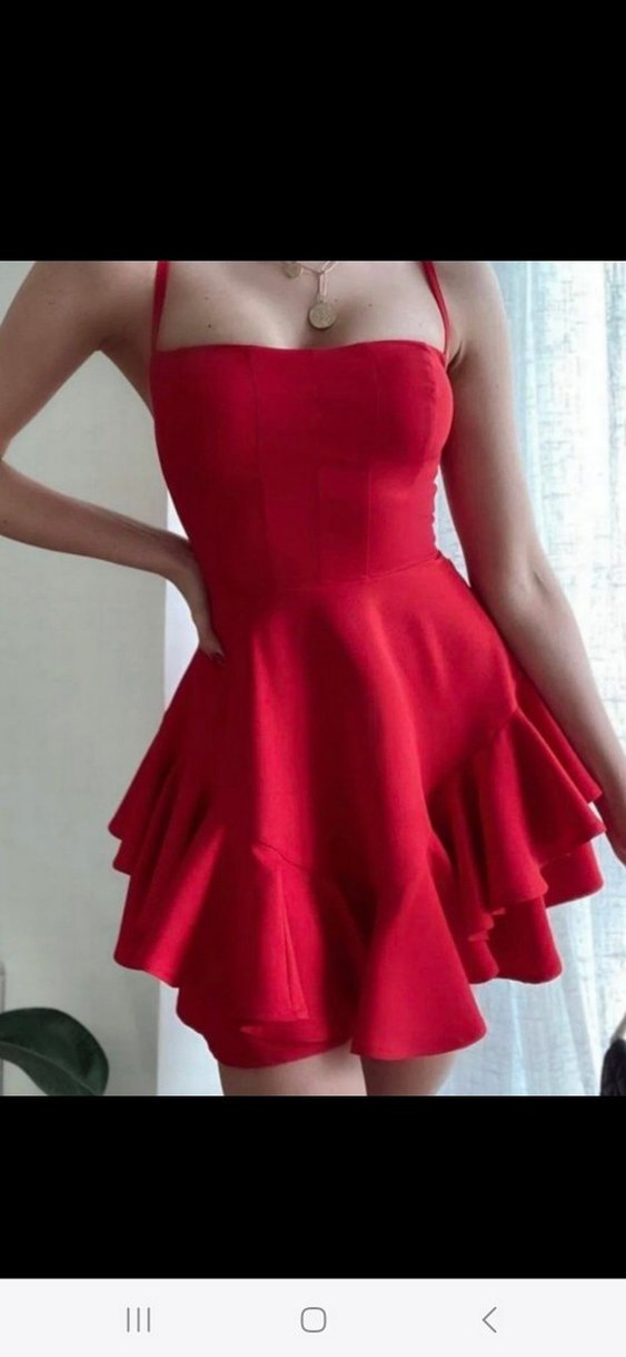 Kırmızı Straplez Mini Elbise - Görsel 2