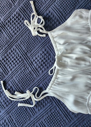 Beyaz Askılı Bağcıklı Bluz - Görsel 3