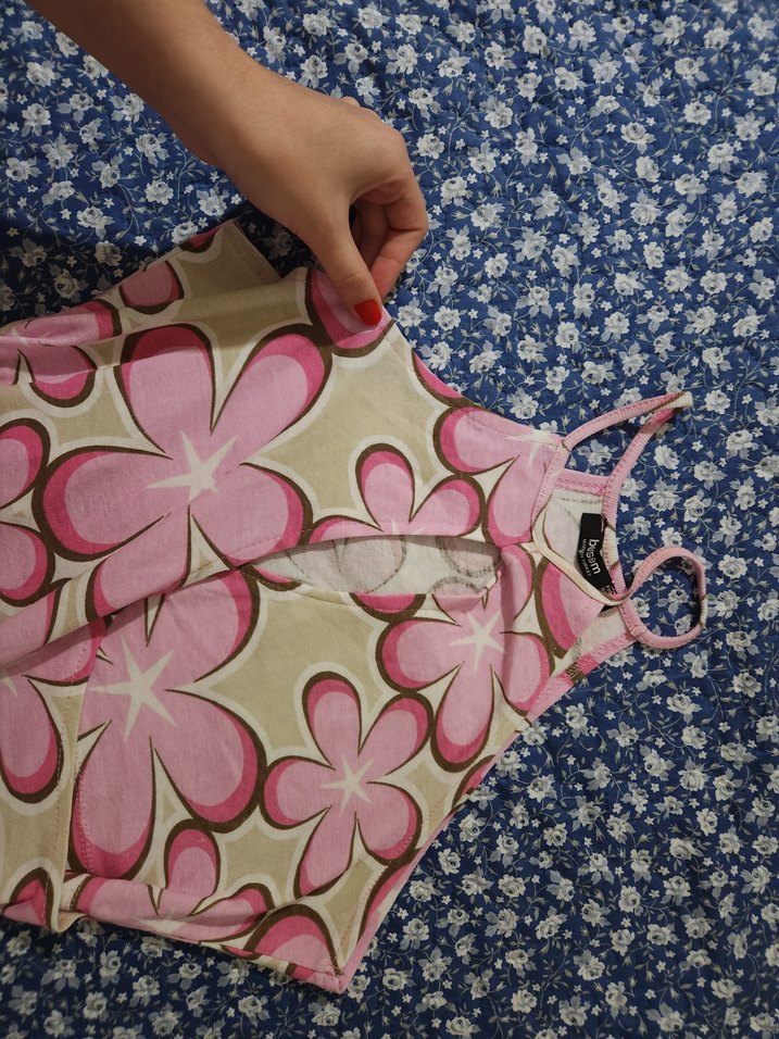 Çiçek Desenli dekolteli yazlık elbise - Görsel 4