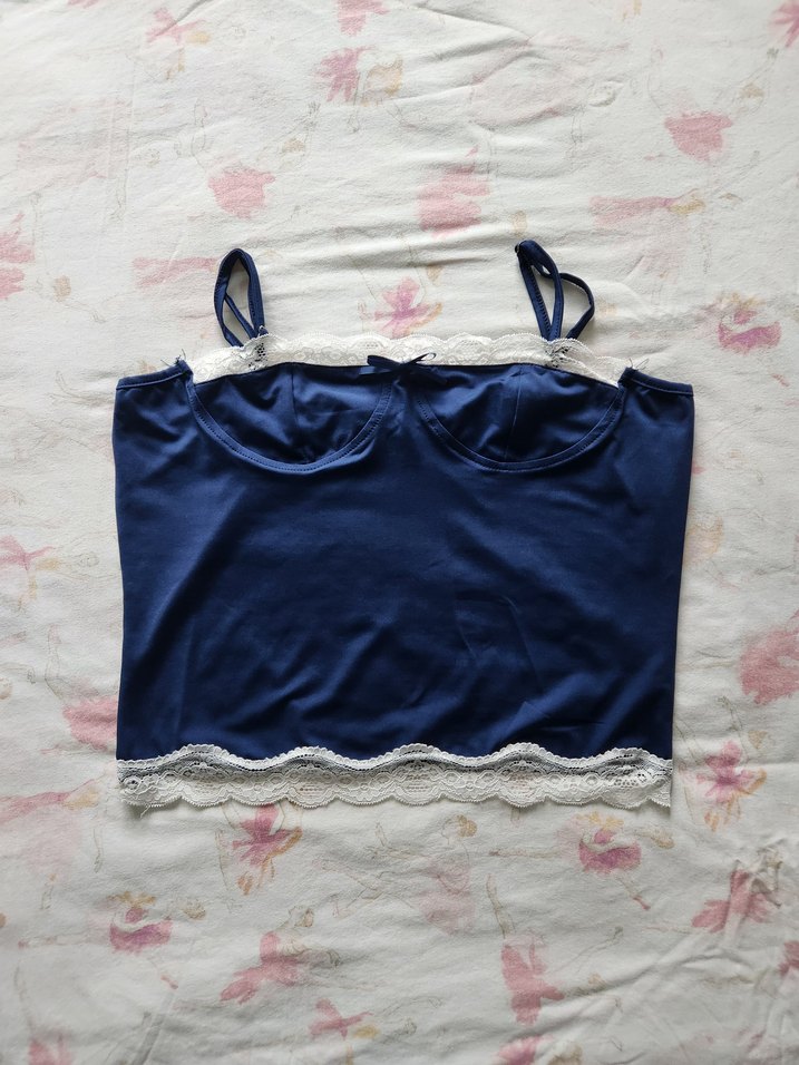Dantel Detaylı Lacivert Straplez Büstiyer - Görsel 2