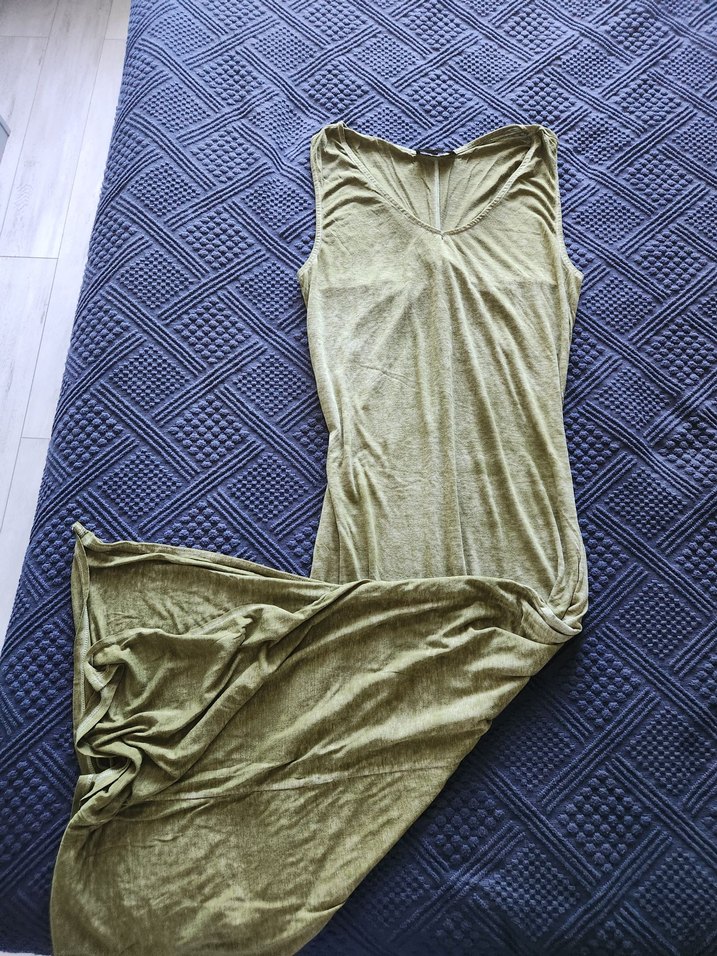 Haki Kolsuz Uzun Elbise - Görsel 3